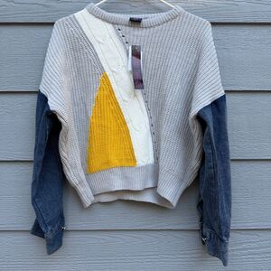 Trendy Threads L Knit Pullover Womens Gray Cotton Blend Long Sleeve Casual